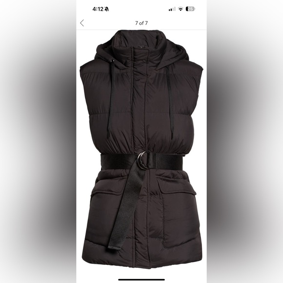 Zella recycled polyester puffer vest with belt, sparrow grey, size XL - Picture 8 of 12